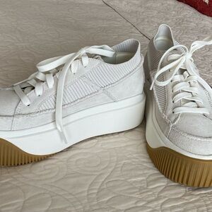 UGG White and Tan Platform Sneakers